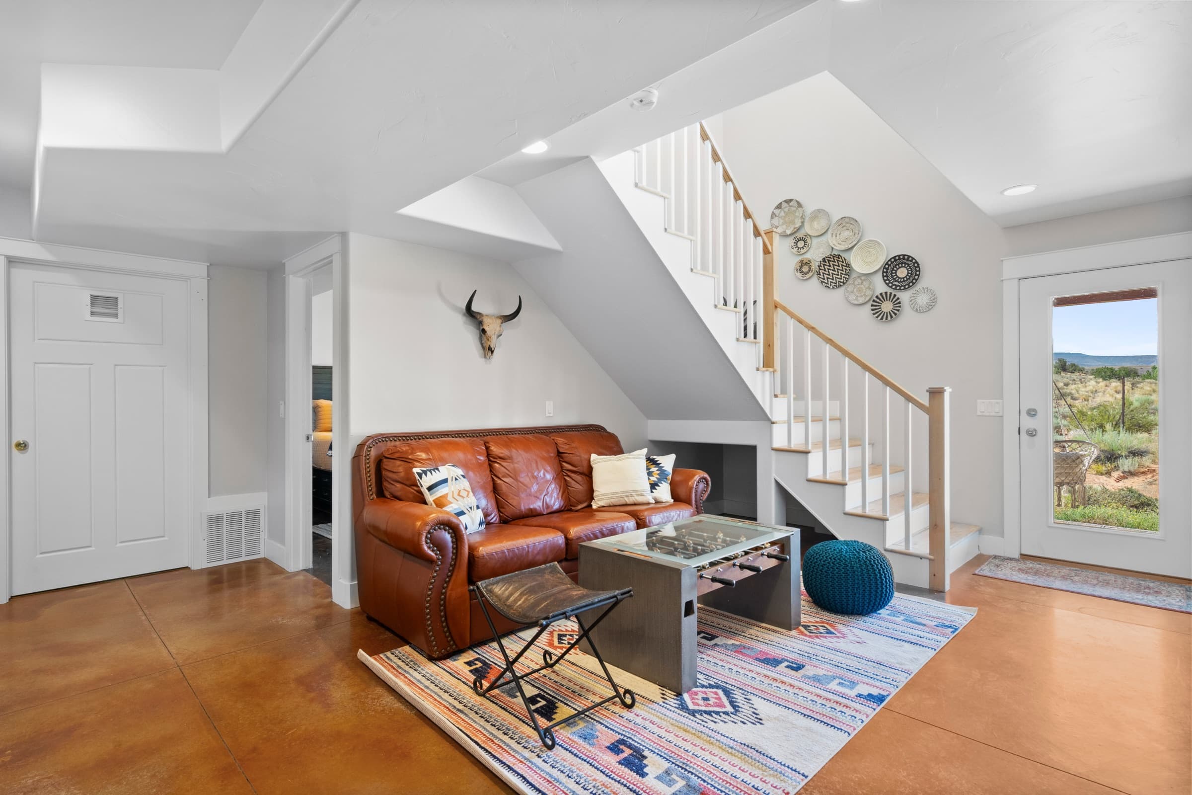 Living room with staircase