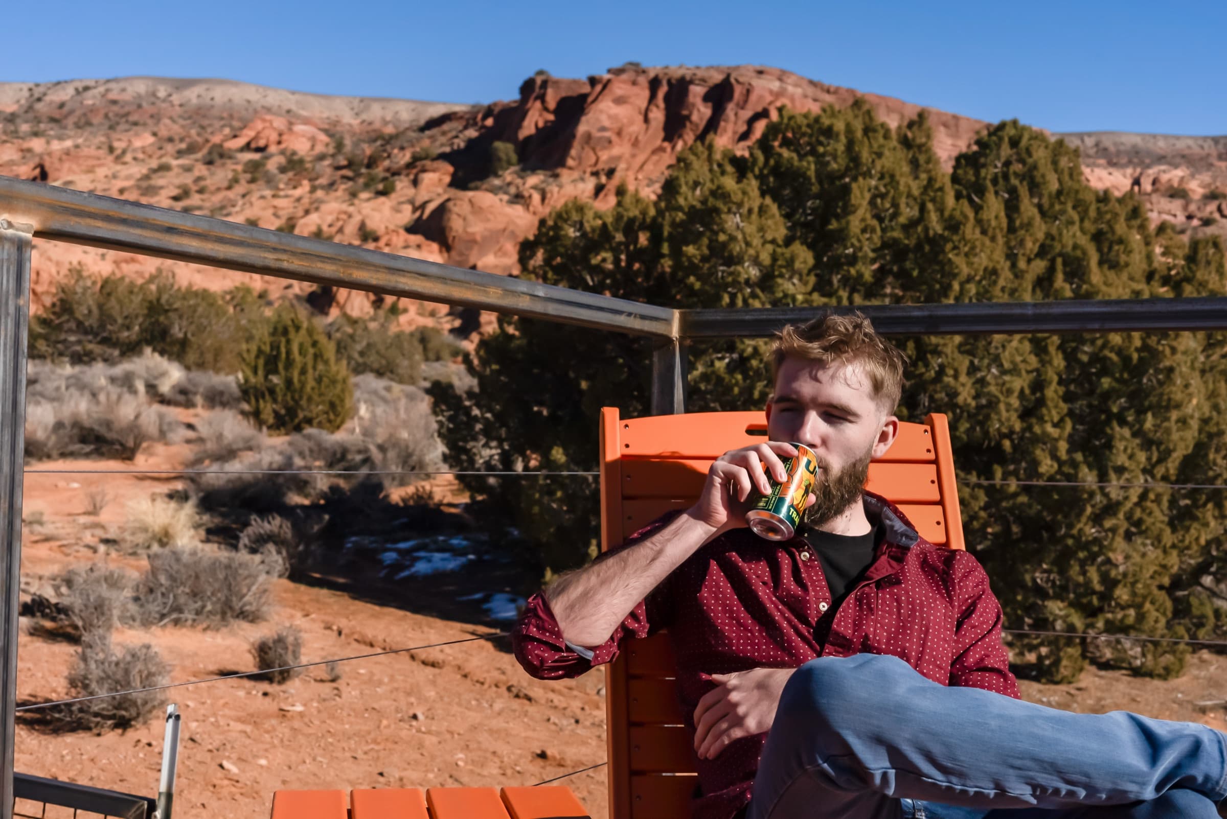 Guest relaxing at a Moab short-term rental