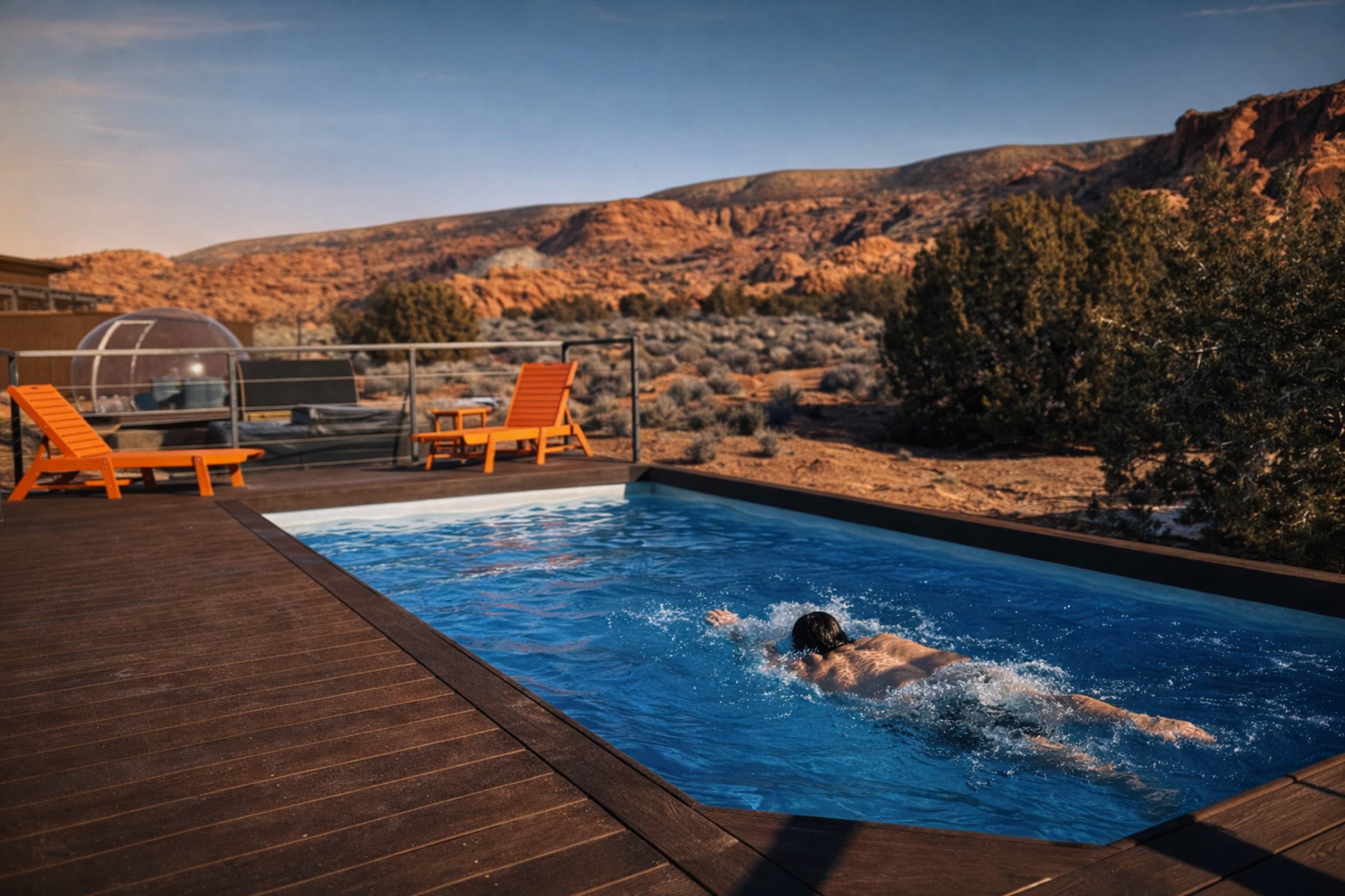 Poolside at a luxury desert rental